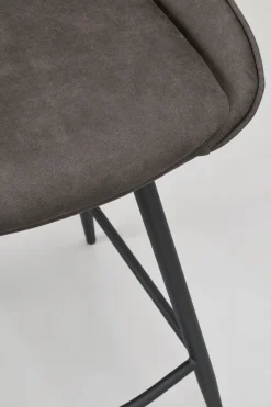 SIERRA Barstol mörkgrå microfiber/svarta metallben