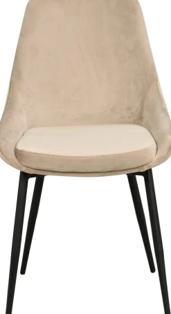 SIERRA Stol sammet beige, svarta metallben