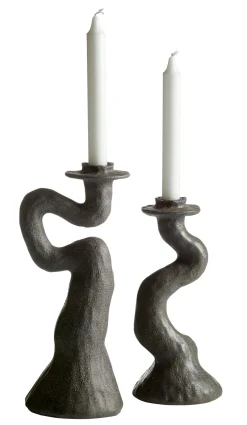 SNODDAS Ljusstake grå 12cm h25cm 100% polyresin