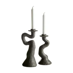 SNODDAS Ljusstake grå 12cm h31cm 100% polyresin