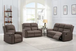 STALLONE Reclinersoffa 2-sits tyg brun, manuell recliner., sitthöjd 48, sittdjup 55, sittbredd 103 cm