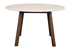TARANSAY Matbord Ø125 beige travertin/brun ek