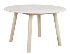 TARANSAY Matbord Ø125 beige travertin/vitpigmenterad ek