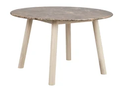 TARANSAY Matbord Ø125 brun travertin/vitpigmenterad ek