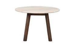 TARANSAY Soffbord Ø60 beige travertin/brun ek