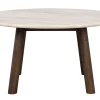 TARANSAY Soffbord Ø90 beige travertin/brun ek