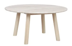 TARANSAY Soffbord Ø90 beige travertin/vitpigmenterad ek