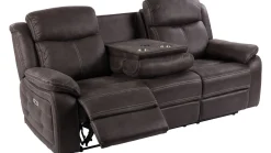 TELLY 3-sits soffa med 2 elrecliners & dropdownbord tyg brun
