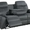 TELLY 3-sits soffa med 2 elrecliners & dropdownbord tyg grå