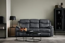 TELLY 3-sits soffa med 2 elrecliners & dropdownbord tyg grå