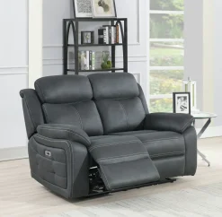 TELLY 2-sits soffa med 2 elrecliners tyg grå