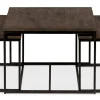 TRENTE Soffbord 3-dels 90x90 H48cm+ 2 st 95x44 H42cm massiv rökoljad ek