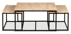 TRENTE Soffbord 3-dels 90x90 H48cm+ 2 st 95x44 H42cm massiv vitoljad ek
