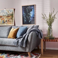TRENTON 3-sits soffa tyg Rocco grå 281/ek ben