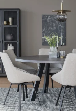ALISON Stol med snurr Asgaard tyg beige svart metallunderrede