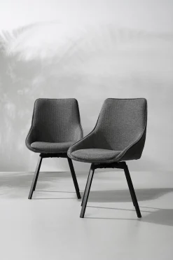 ALISON Stol med snurr Asgaard tyg grått svart metallunderred