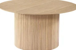 SHIRAZ Soffbord Ø90cm vitpigm.ekfaner, helträ/ribbad fot Ø52cm